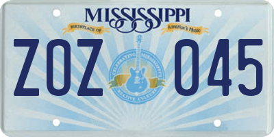 MS license plate ZOZ045