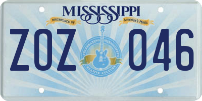 MS license plate ZOZ046