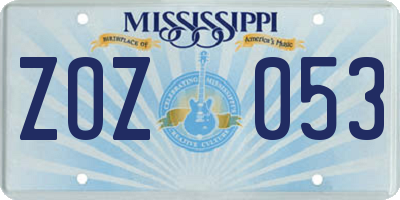 MS license plate ZOZ053