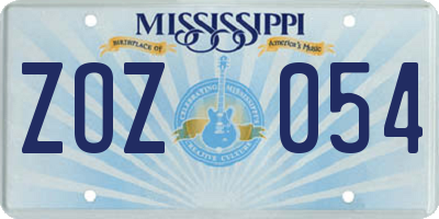 MS license plate ZOZ054