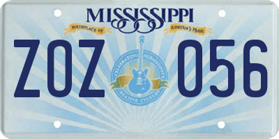 MS license plate ZOZ056