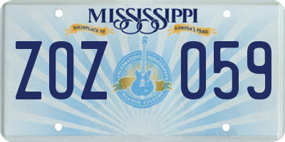 MS license plate ZOZ059