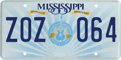 MS license plate ZOZ064
