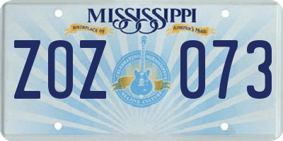 MS license plate ZOZ073