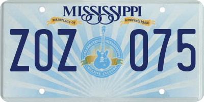 MS license plate ZOZ075