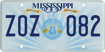 MS license plate ZOZ082
