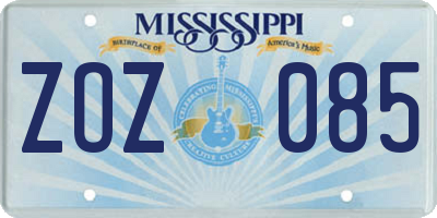 MS license plate ZOZ085