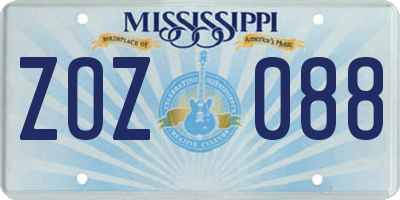 MS license plate ZOZ088