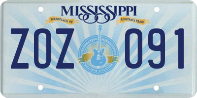 MS license plate ZOZ091