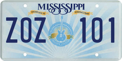 MS license plate ZOZ101
