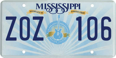MS license plate ZOZ106