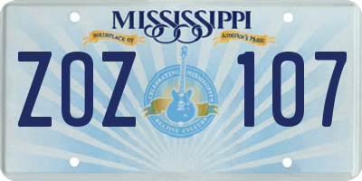 MS license plate ZOZ107