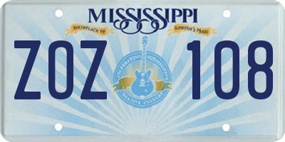 MS license plate ZOZ108