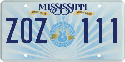 MS license plate ZOZ111