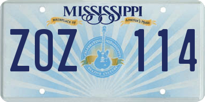 MS license plate ZOZ114