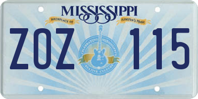 MS license plate ZOZ115