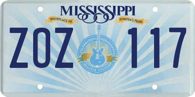 MS license plate ZOZ117
