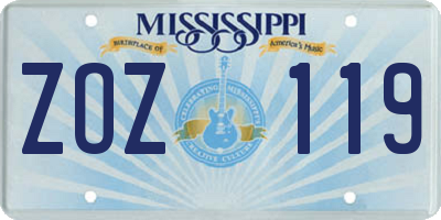 MS license plate ZOZ119