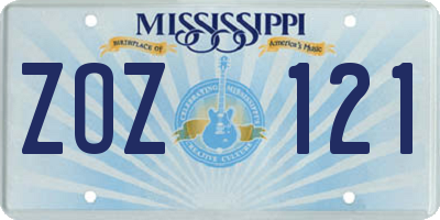 MS license plate ZOZ121