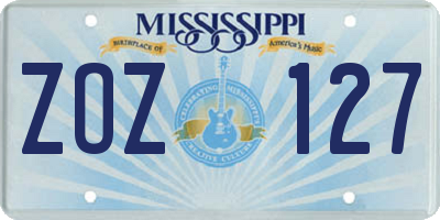 MS license plate ZOZ127