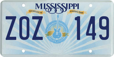 MS license plate ZOZ149