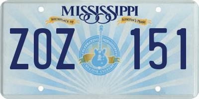 MS license plate ZOZ151