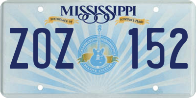 MS license plate ZOZ152