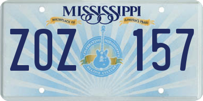 MS license plate ZOZ157