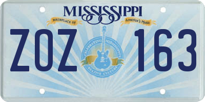 MS license plate ZOZ163