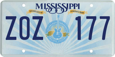 MS license plate ZOZ177