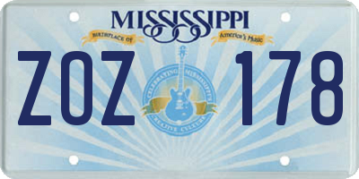 MS license plate ZOZ178
