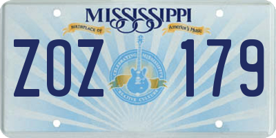 MS license plate ZOZ179