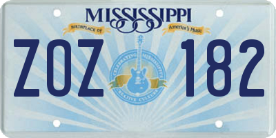 MS license plate ZOZ182