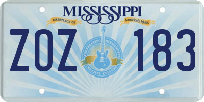 MS license plate ZOZ183