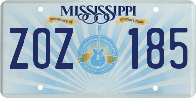 MS license plate ZOZ185