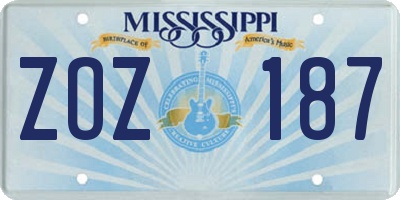 MS license plate ZOZ187