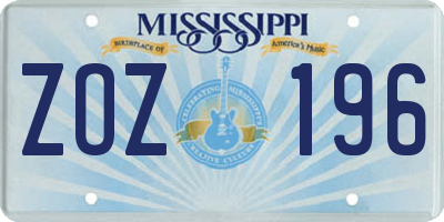 MS license plate ZOZ196