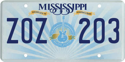 MS license plate ZOZ203