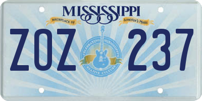 MS license plate ZOZ237