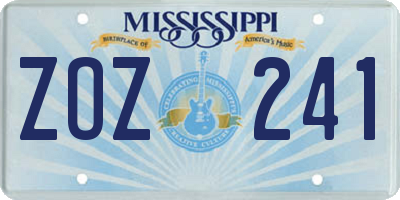 MS license plate ZOZ241