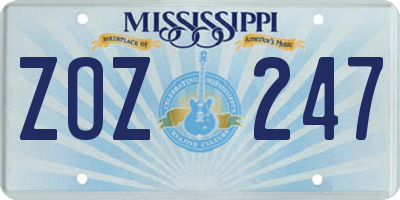 MS license plate ZOZ247