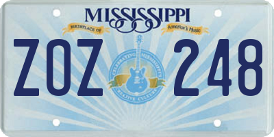 MS license plate ZOZ248