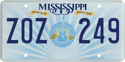 MS license plate ZOZ249