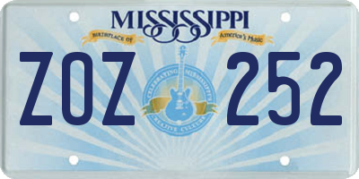 MS license plate ZOZ252