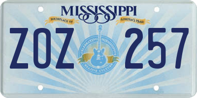 MS license plate ZOZ257