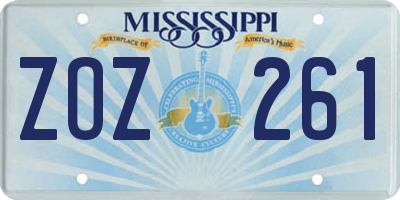 MS license plate ZOZ261