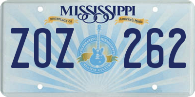 MS license plate ZOZ262
