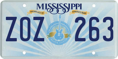 MS license plate ZOZ263