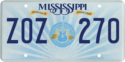 MS license plate ZOZ270