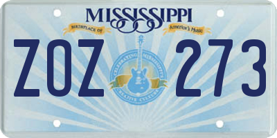 MS license plate ZOZ273